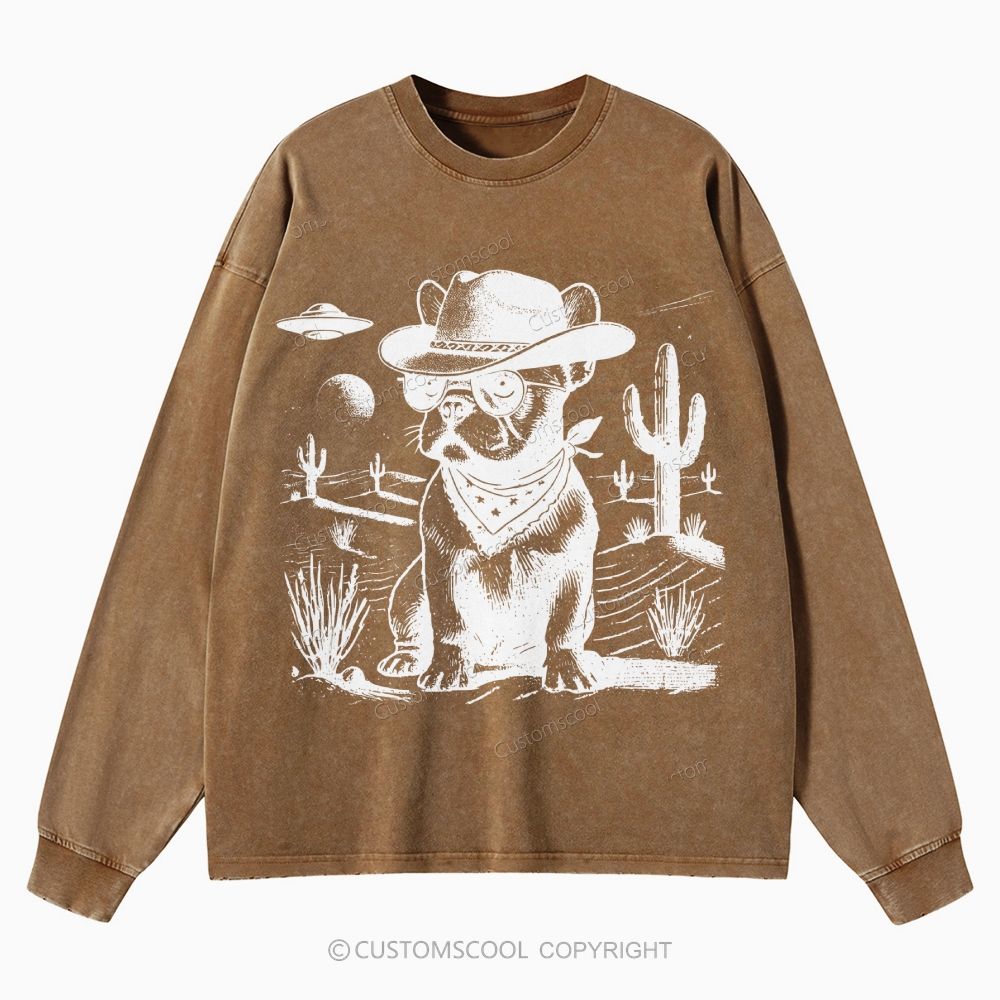 French Bulldog Unisex Crewneck Washed Sweatshirt – Customscool