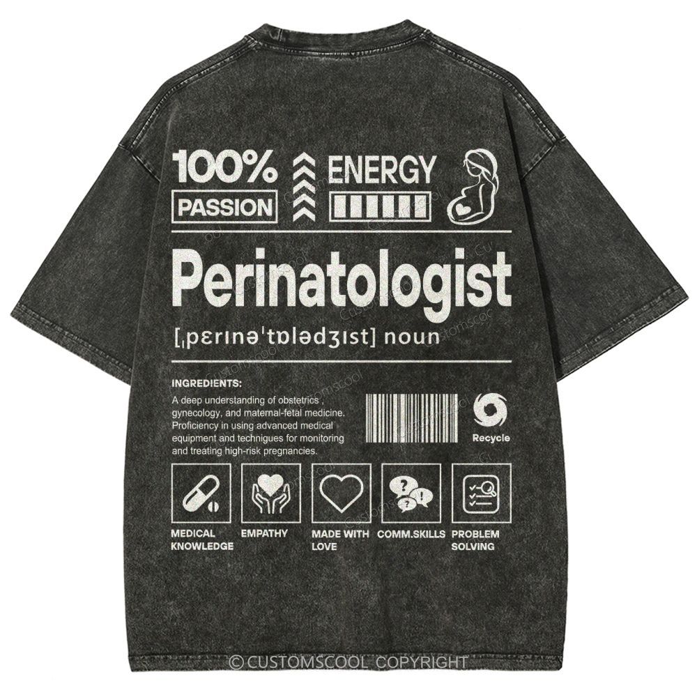 Perinatologist Unisex Fit Washed T-Shirt Customscool