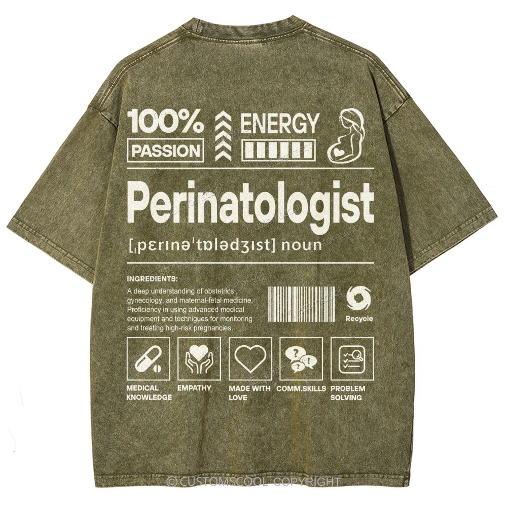 Perinatologist Unisex Fit Washed T-Shirt Customscool