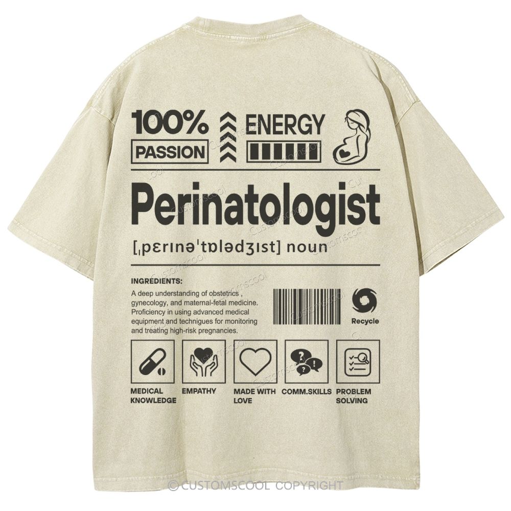Perinatologist Unisex Fit Washed T-Shirt Customscool