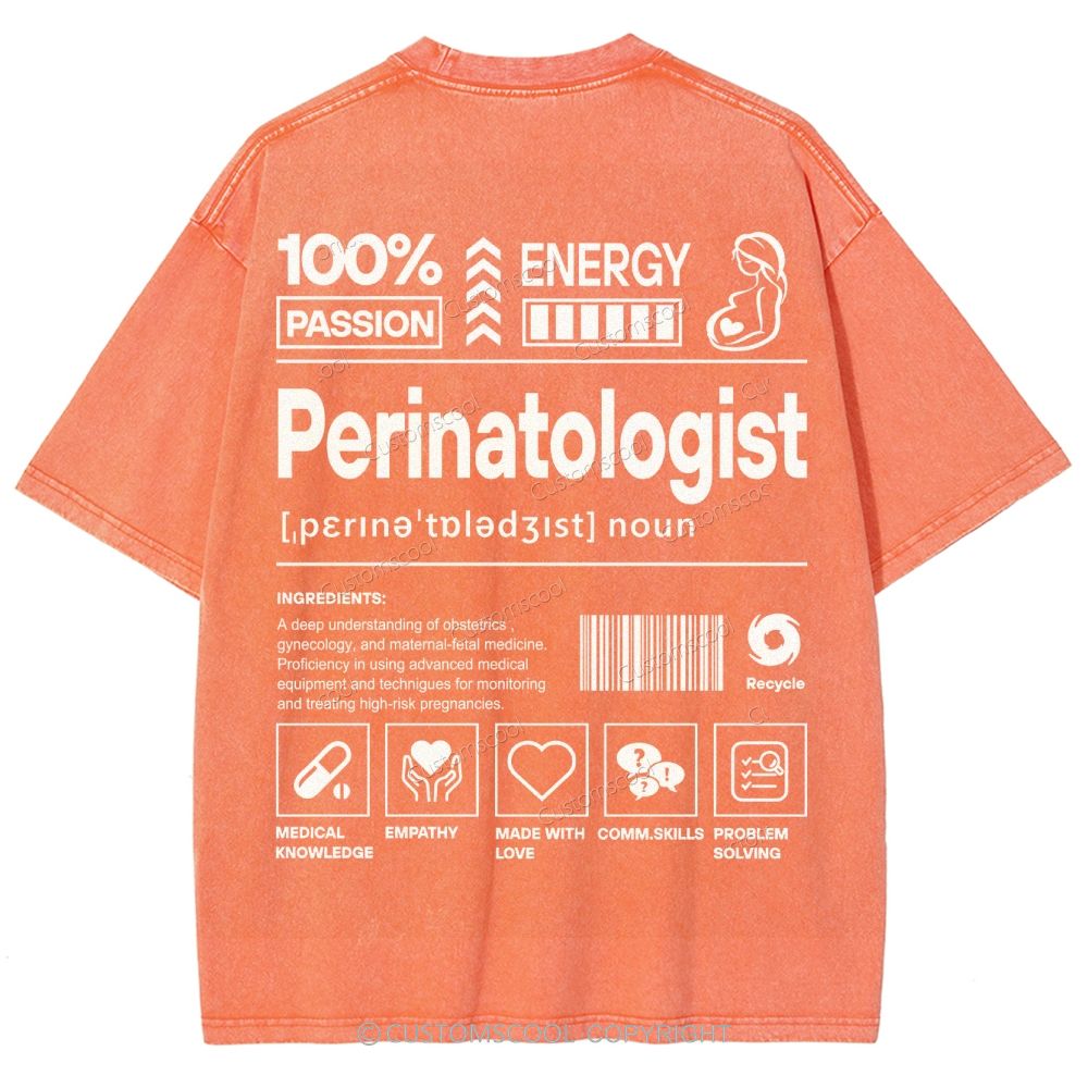 Perinatologist Unisex Fit Washed T-Shirt Customscool