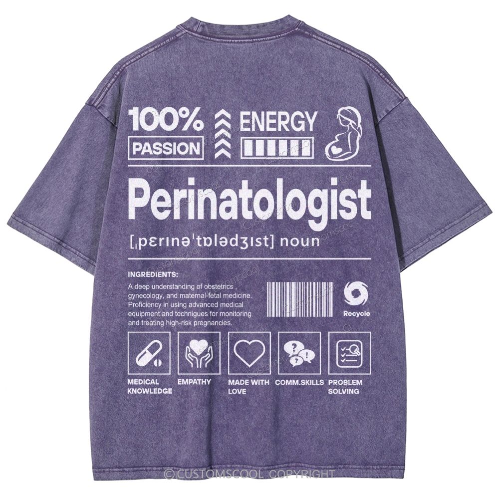 Perinatologist Unisex Fit Washed T-Shirt Customscool