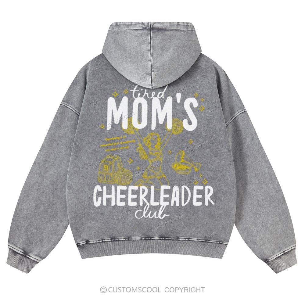 Tired Mom's Cheerleader Club Casual Washed Hoodie