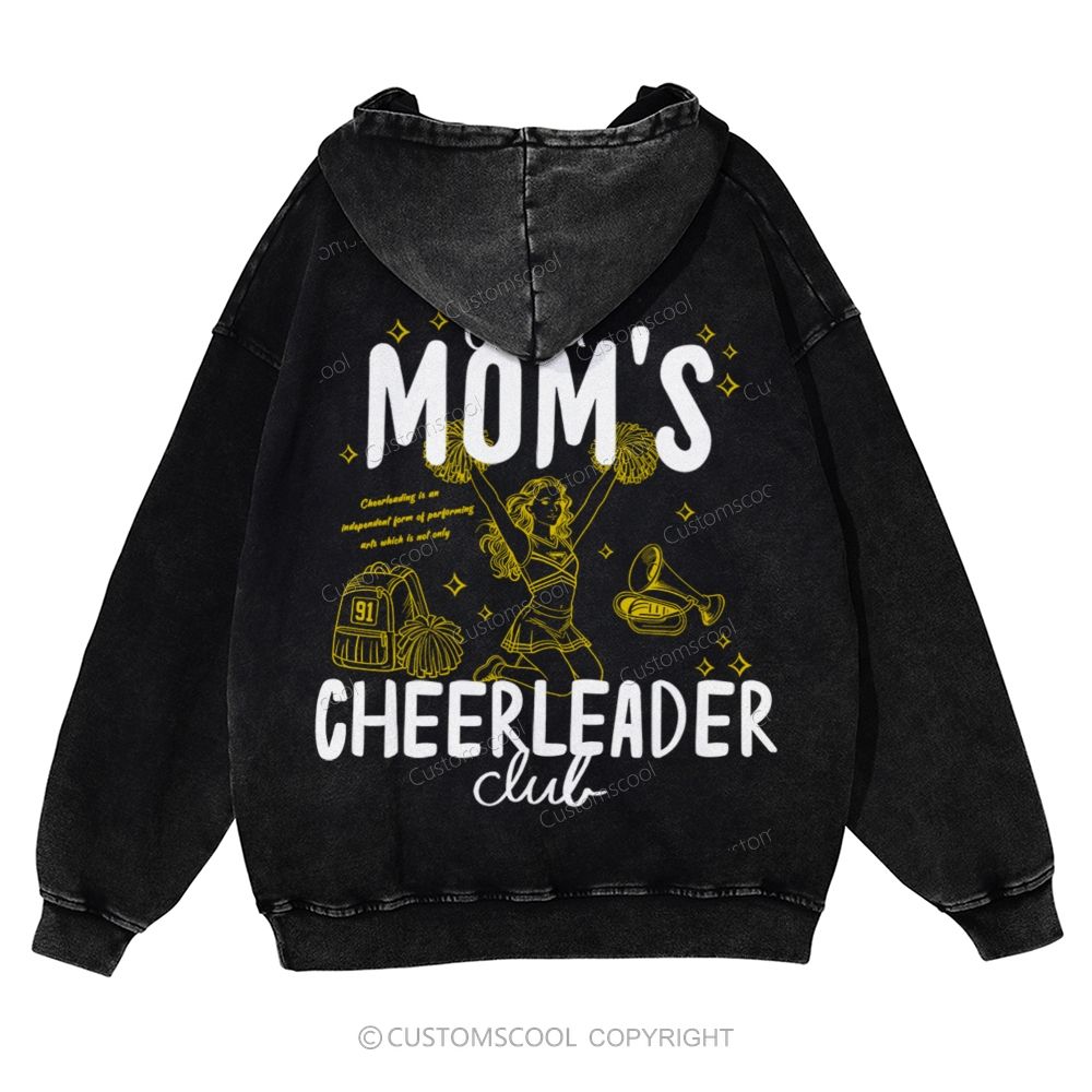 Tired Mom's Cheerleader Club Casual Washed Hoodie