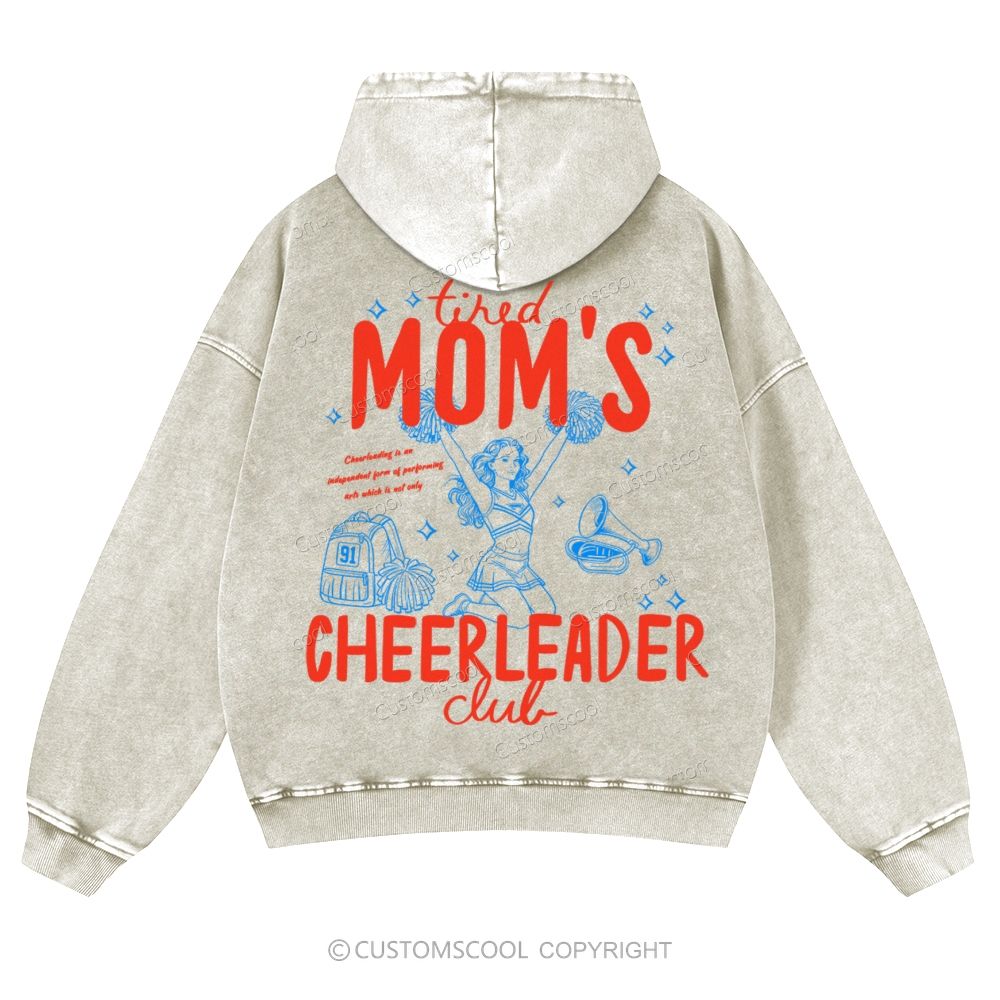 Tired Mom's Cheerleader Club Casual Washed Hoodie