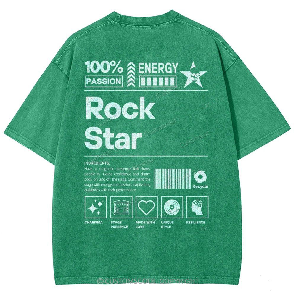 Rock Star Unisex Fit Washed T-Shirt Customscool