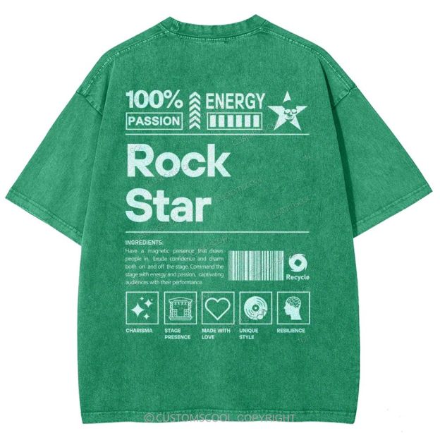 Rock Star Unisex Fit Washed T-Shirt Customscool