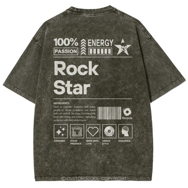 Rock Star Unisex Fit Washed T-Shirt Customscool