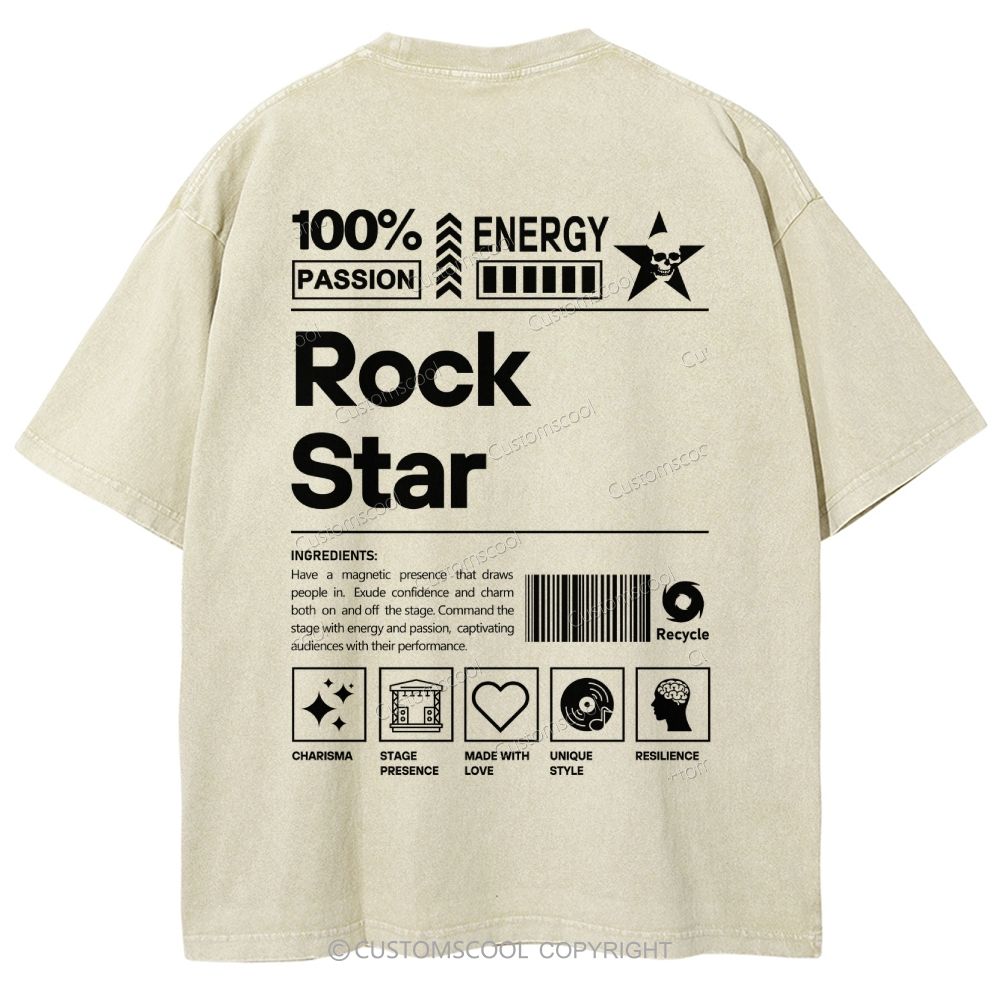 Rock Star Unisex Fit Washed T-Shirt Customscool