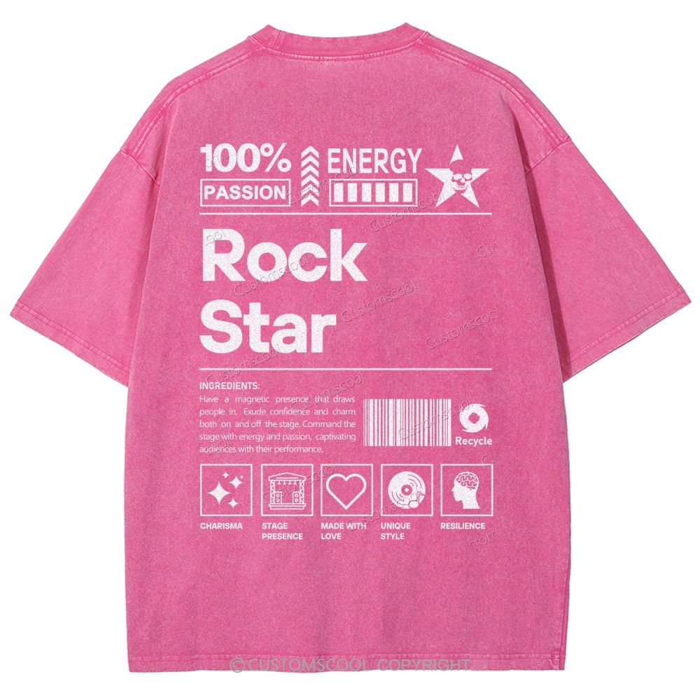 Rock Star Unisex Fit Washed T-Shirt Customscool