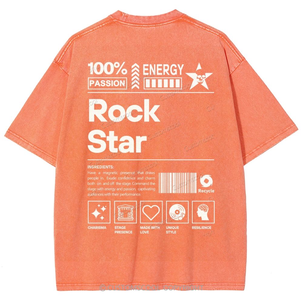 Rock Star Unisex Fit Washed T-Shirt Customscool