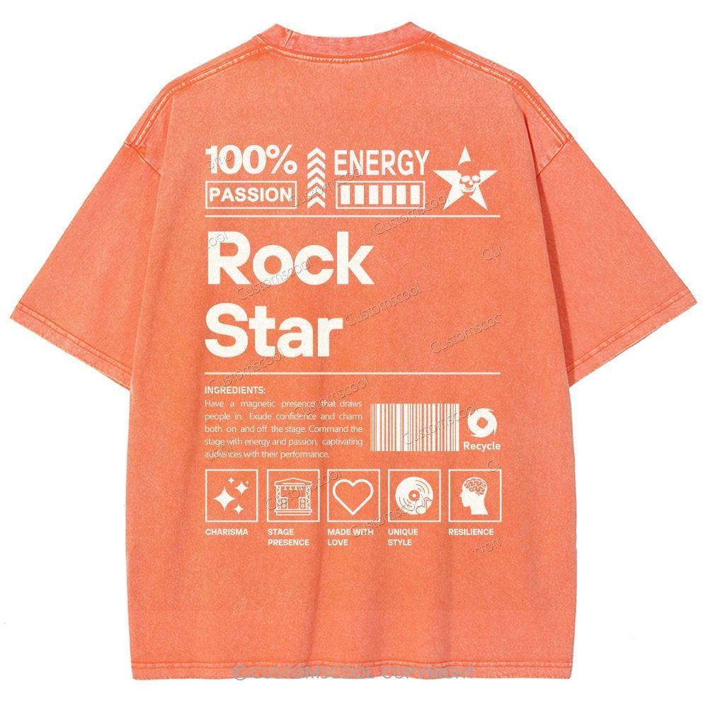 Rock Star Unisex Fit Washed T-Shirt Customscool