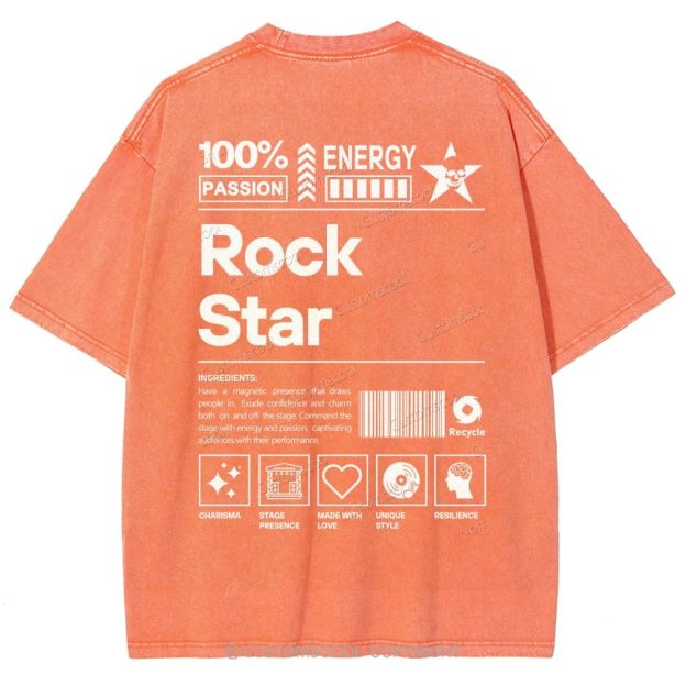 Rock Star Unisex Fit Washed T-Shirt Customscool