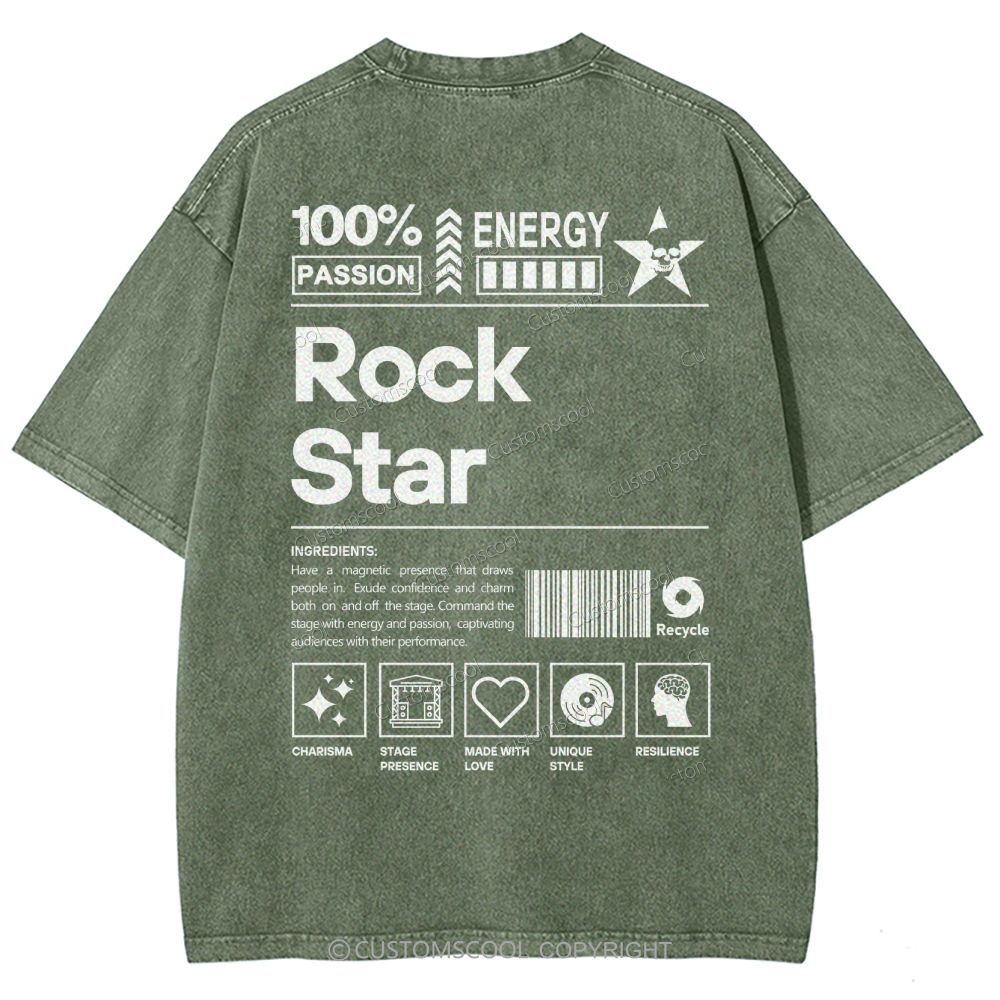 Rock Star Unisex Fit Washed T-Shirt Customscool