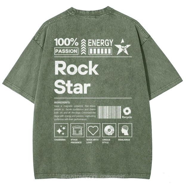 Rock Star Unisex Fit Washed T-Shirt Customscool