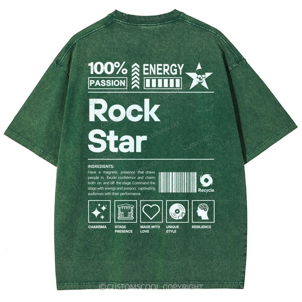 Rock Star Unisex Fit Washed T-Shirt Customscool