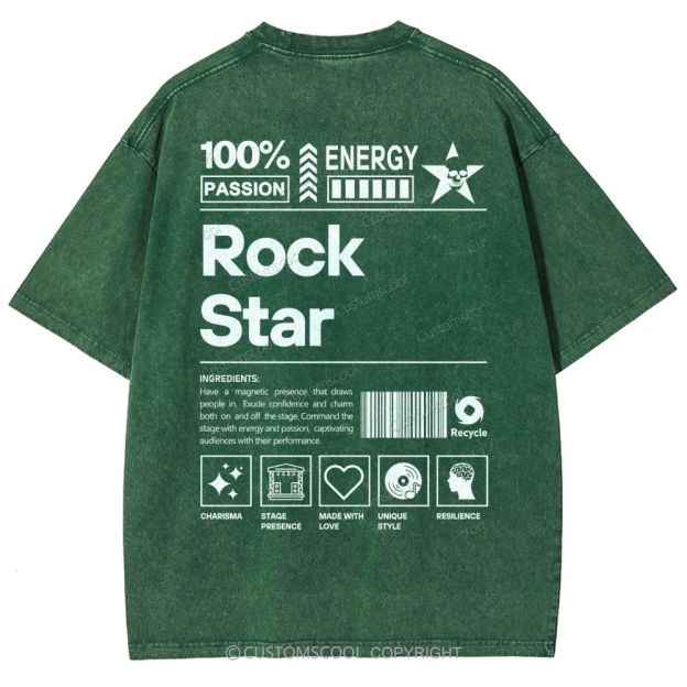Rock Star Unisex Fit Washed T-Shirt Customscool