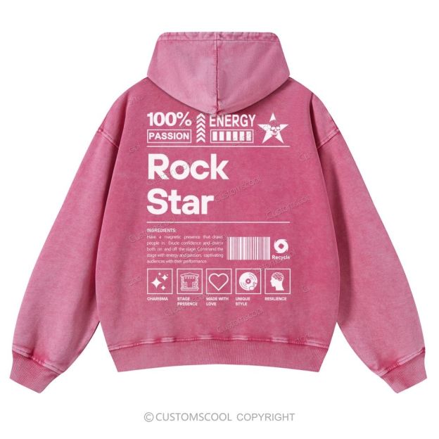 Rock Star Casual Washed Hoodie