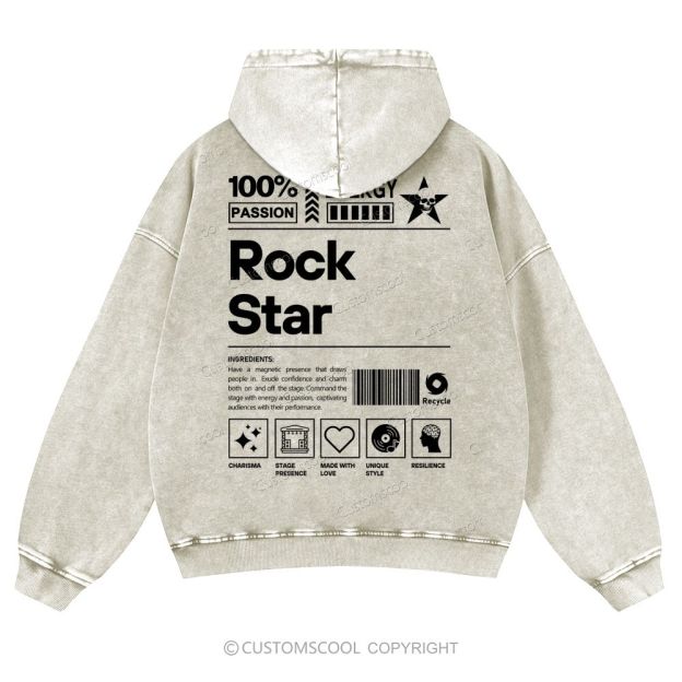 Rock Star Casual Washed Hoodie