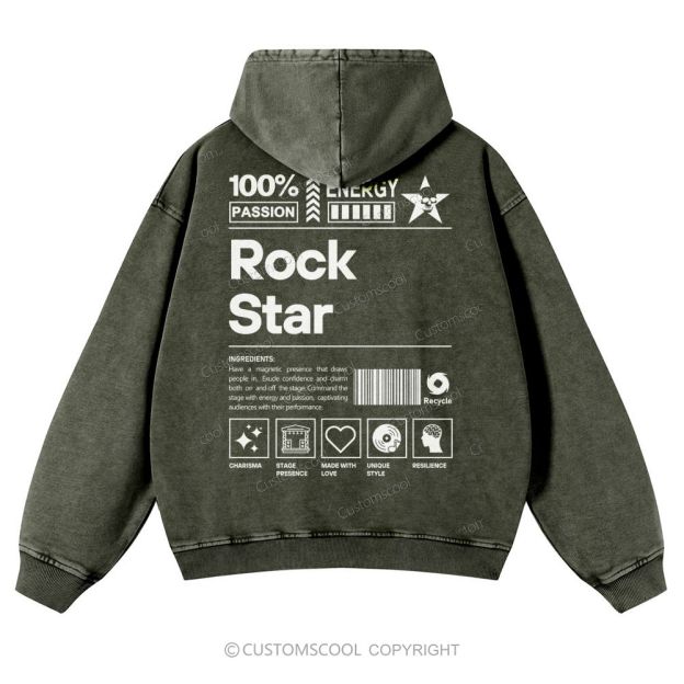 Rock Star Casual Washed Hoodie