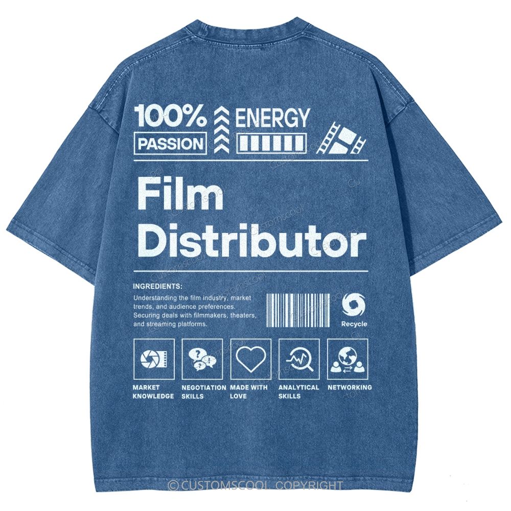 Film Distributor  Unisex Fit Washed T-Shirt Customscool