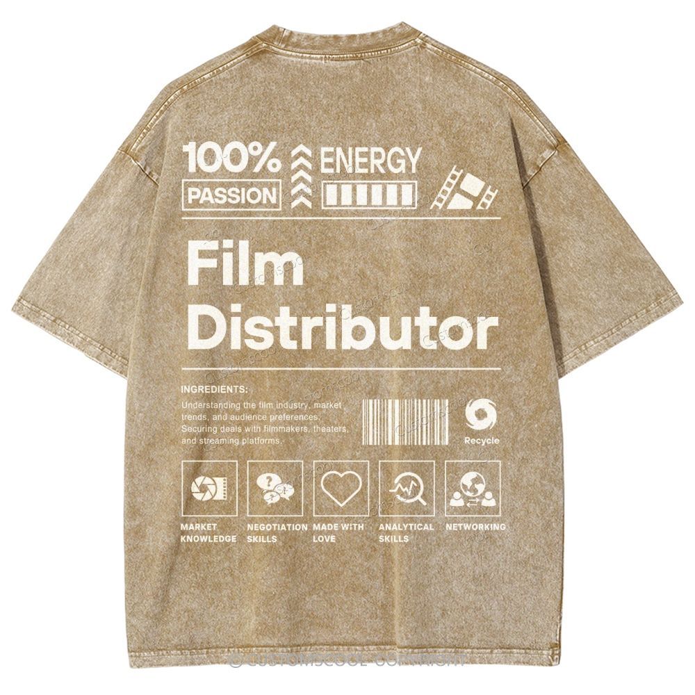 Film Distributor  Unisex Fit Washed T-Shirt Customscool