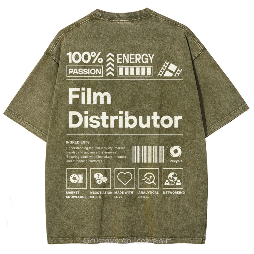 Film Distributor  Unisex Fit Washed T-Shirt Customscool