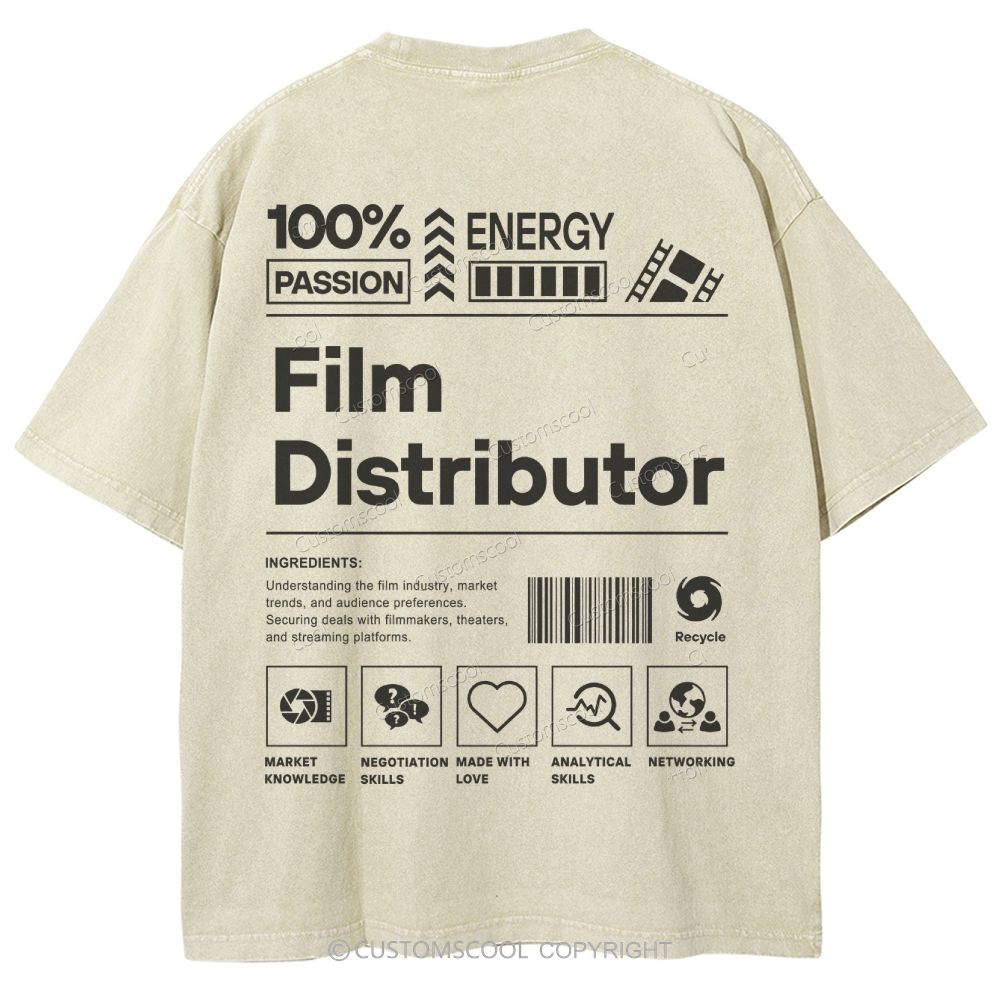 Film Distributor  Unisex Fit Washed T-Shirt Customscool