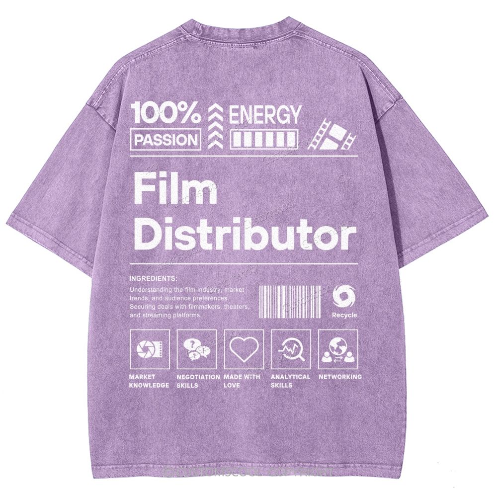 Film Distributor  Unisex Fit Washed T-Shirt Customscool
