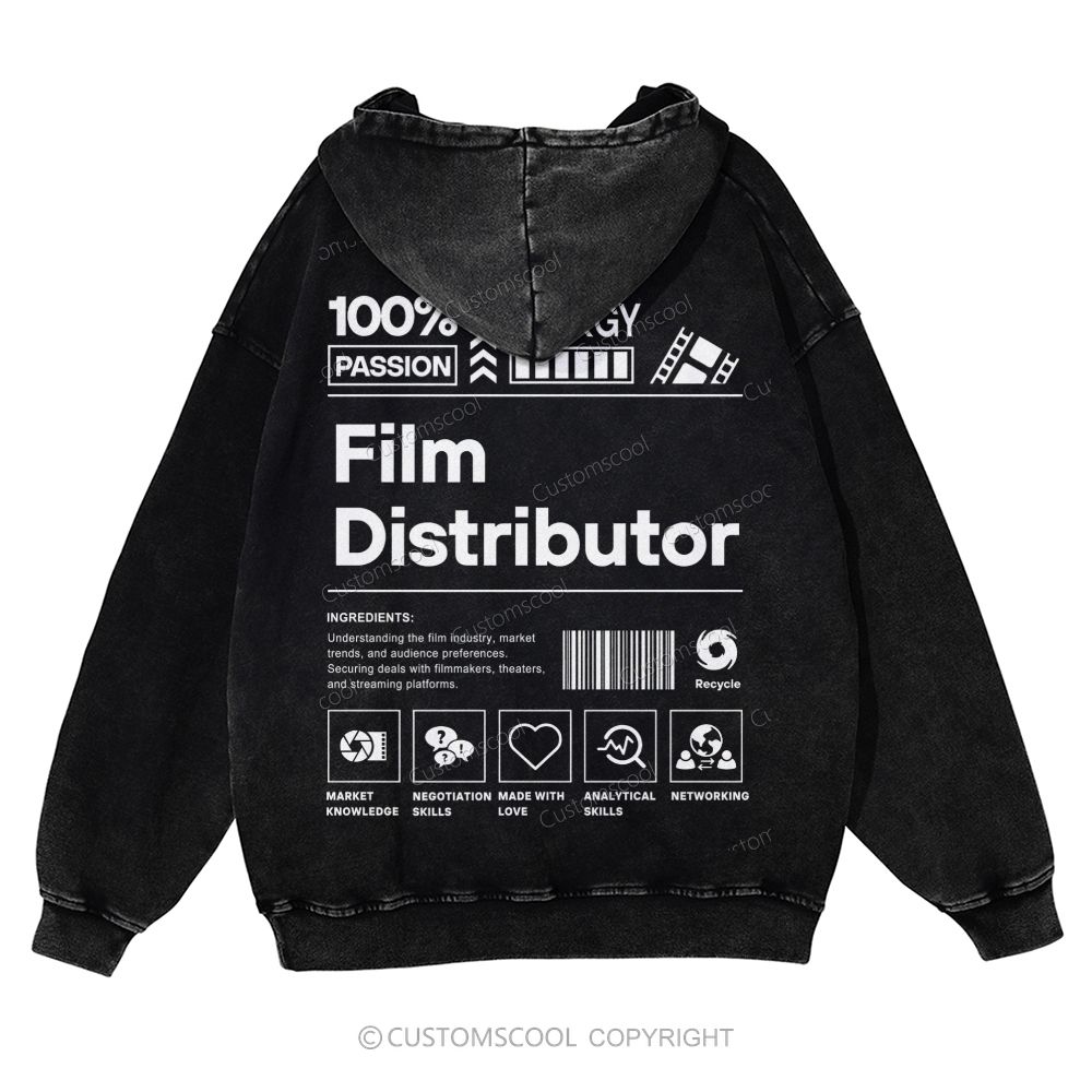 Film Distributor  Casual Washed Hoodie Customscool