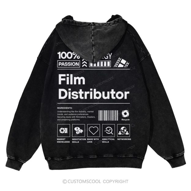 Film Distributor  Casual Washed Hoodie Customscool