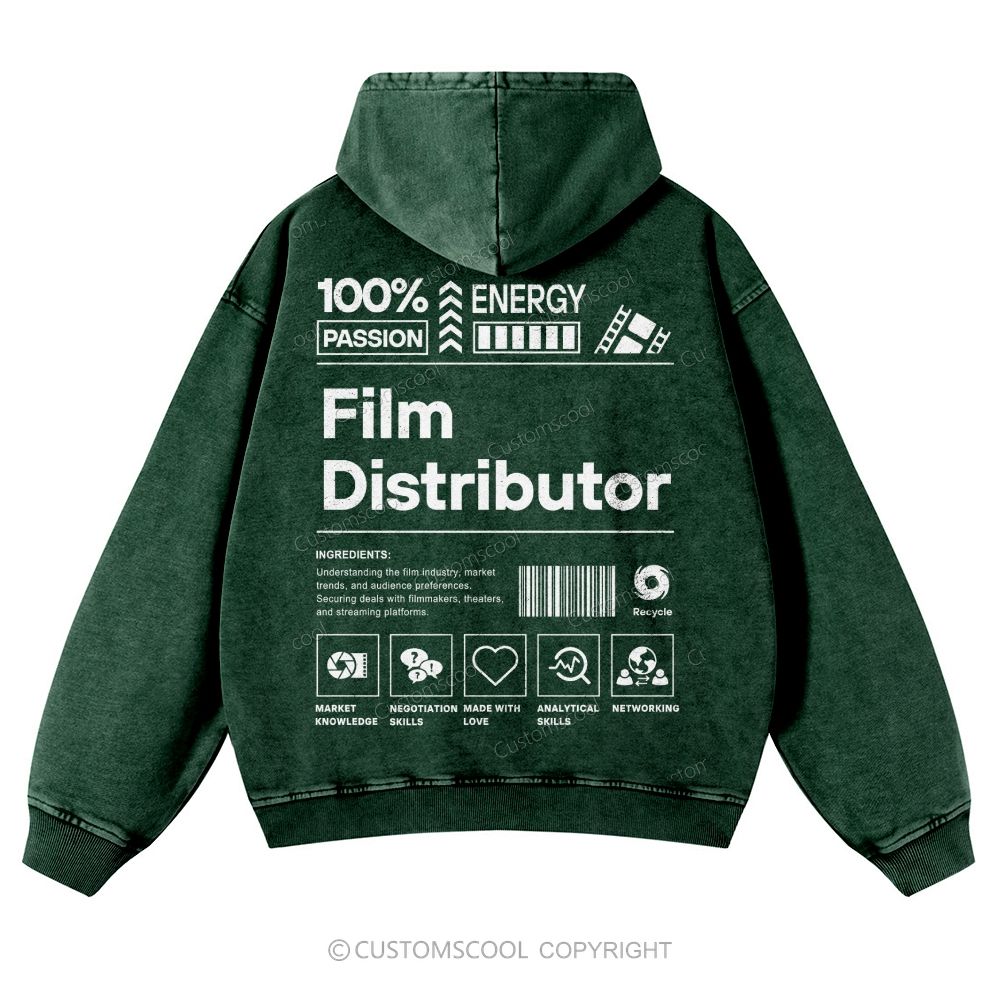Film Distributor  Casual Washed Hoodie Customscool