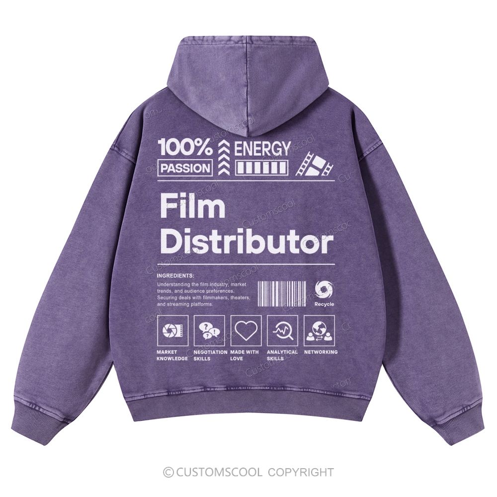 Film Distributor  Casual Washed Hoodie Customscool