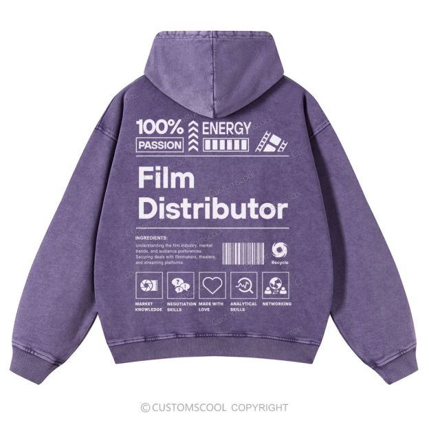 Film Distributor  Casual Washed Hoodie Customscool