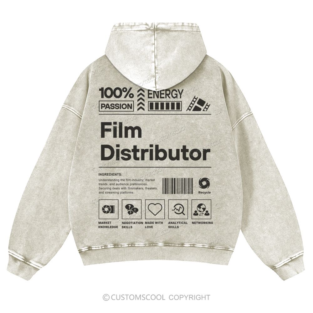 Film Distributor  Casual Washed Hoodie Customscool