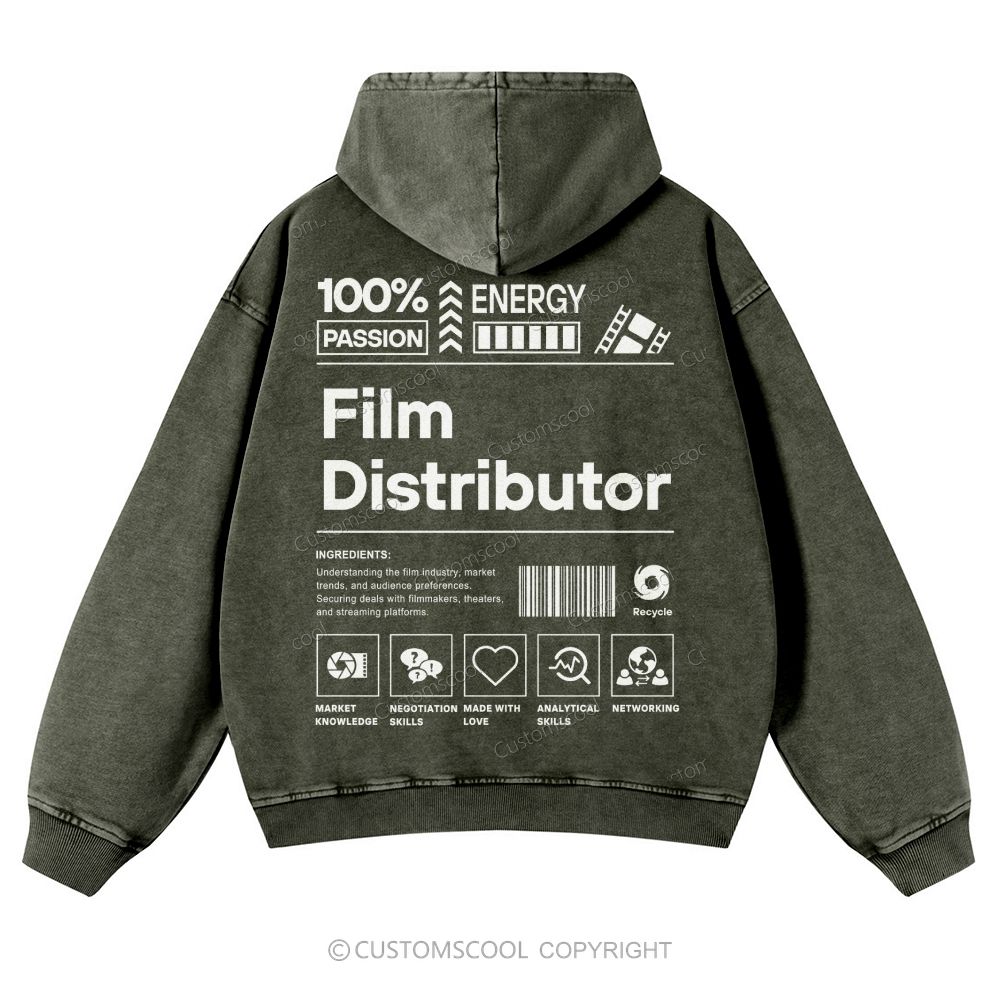 Film Distributor  Casual Washed Hoodie Customscool