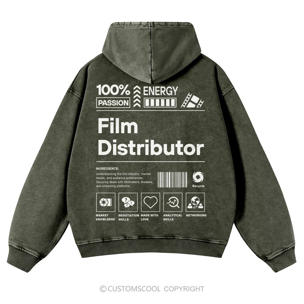 Film Distributor  Casual Washed Hoodie Customscool