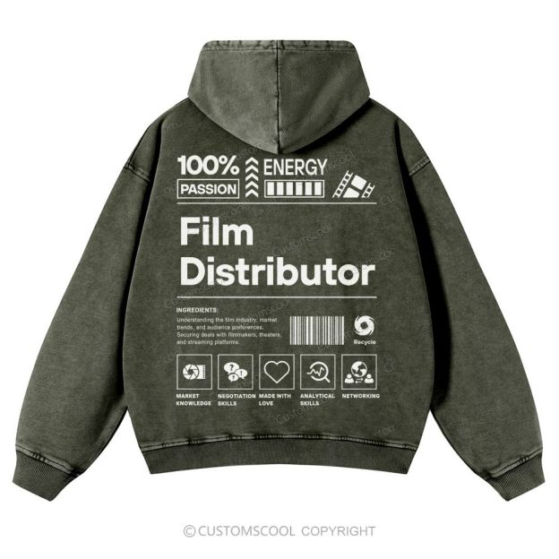 Film Distributor  Casual Washed Hoodie Customscool