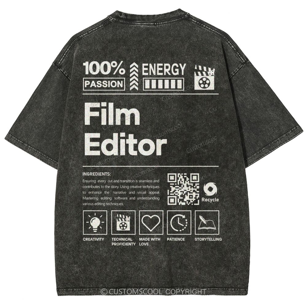 Film Editor Unisex Fit Washed T-Shirt Customscool