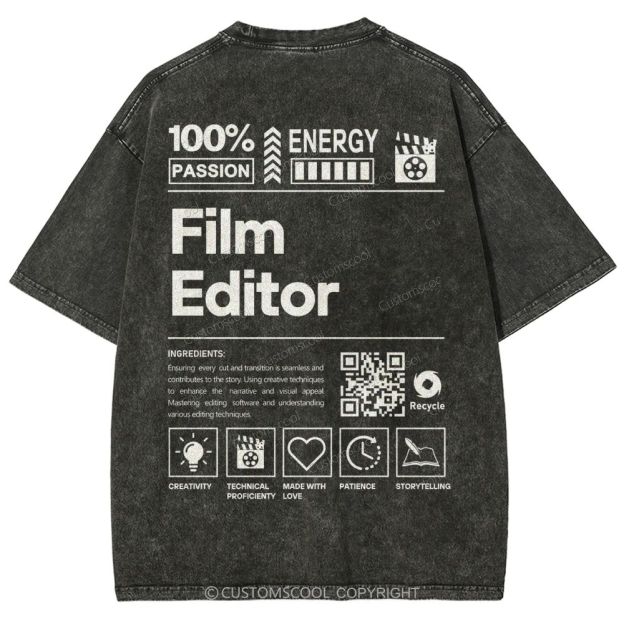 Film Editor Unisex Fit Washed T-Shirt Customscool