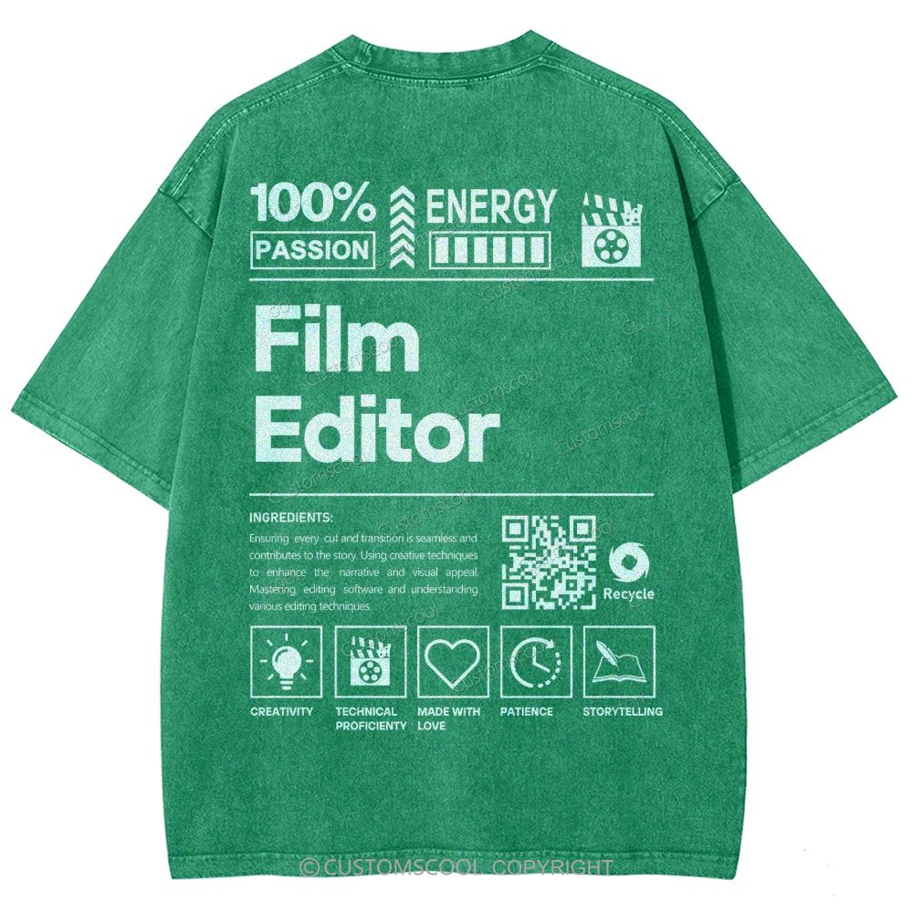 Film Editor Unisex Fit Washed T-Shirt Customscool