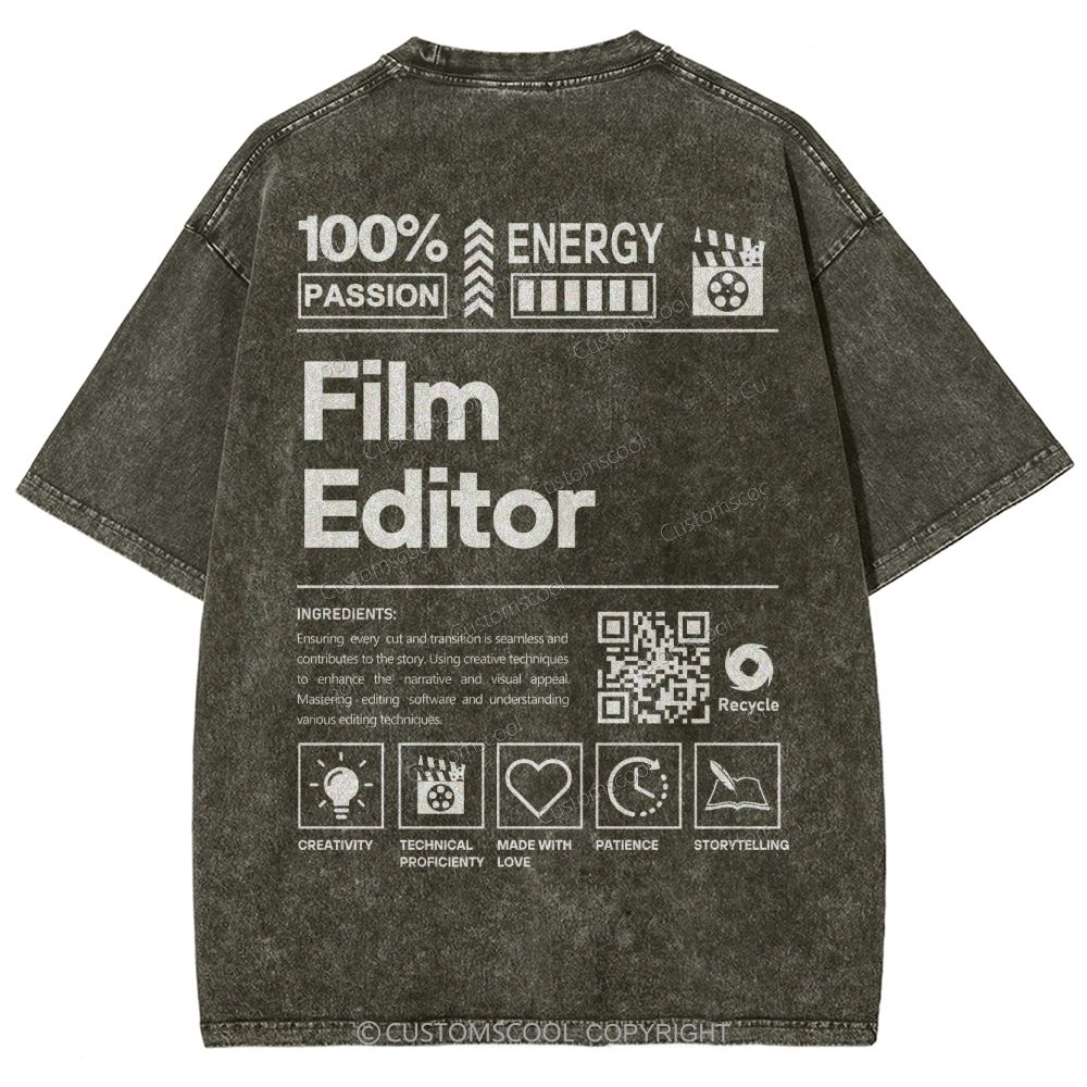 Film Editor Unisex Fit Washed T-Shirt Customscool