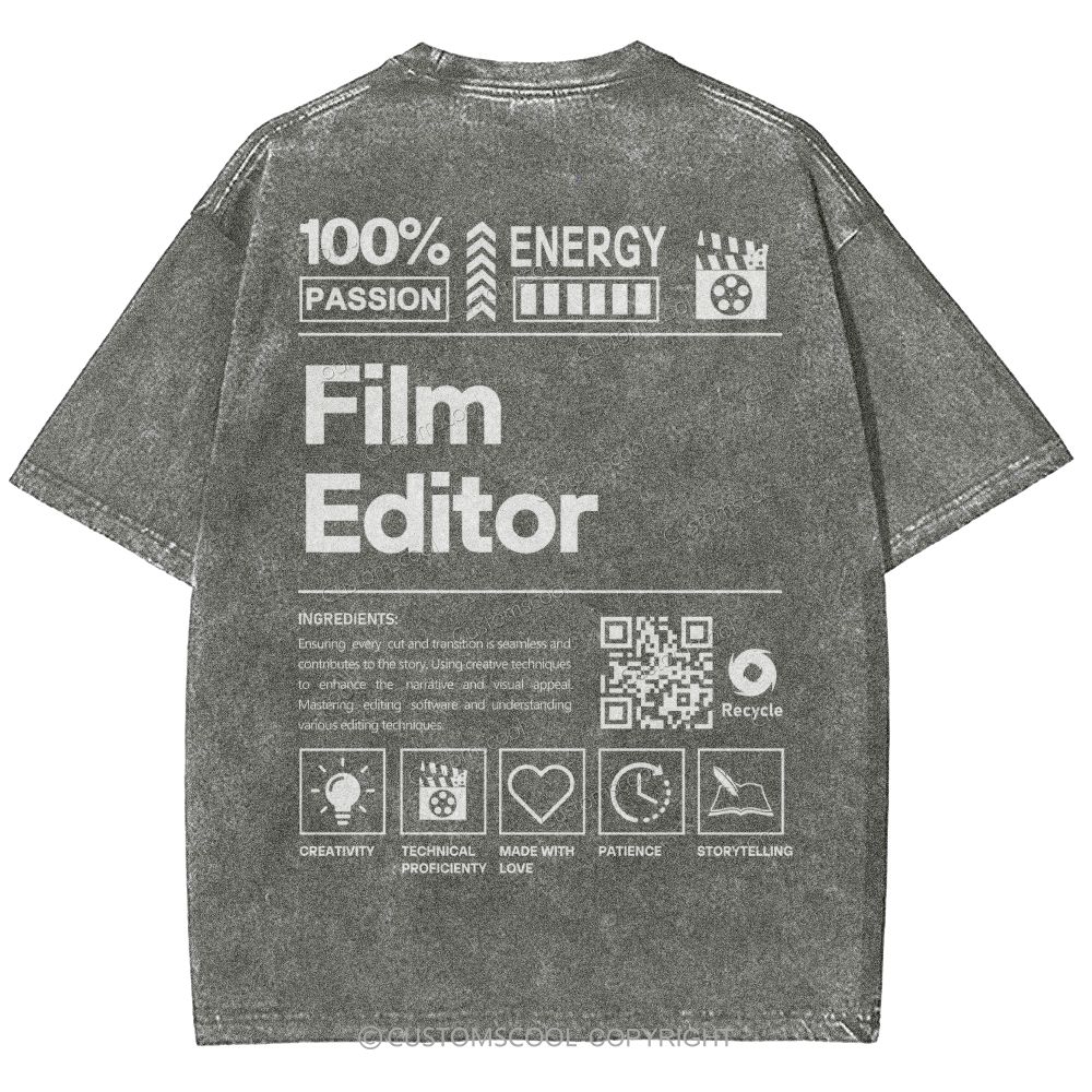 Film Editor Unisex Fit Washed T-Shirt Customscool