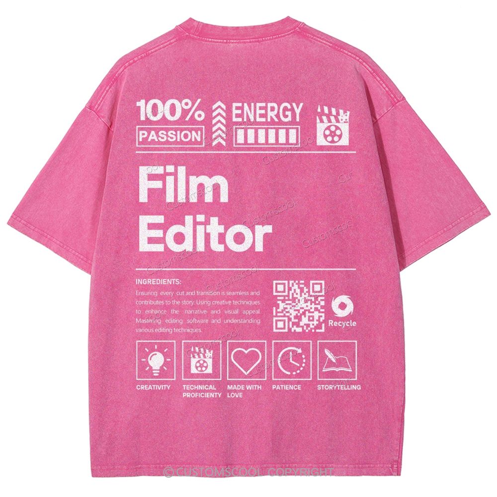 Film Editor Unisex Fit Washed T-Shirt Customscool