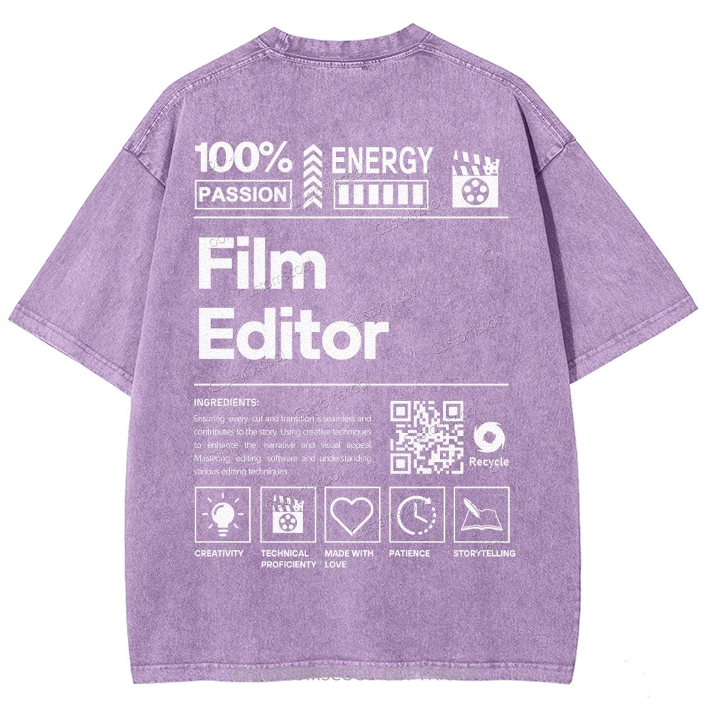 Film Editor Unisex Fit Washed T-Shirt Customscool