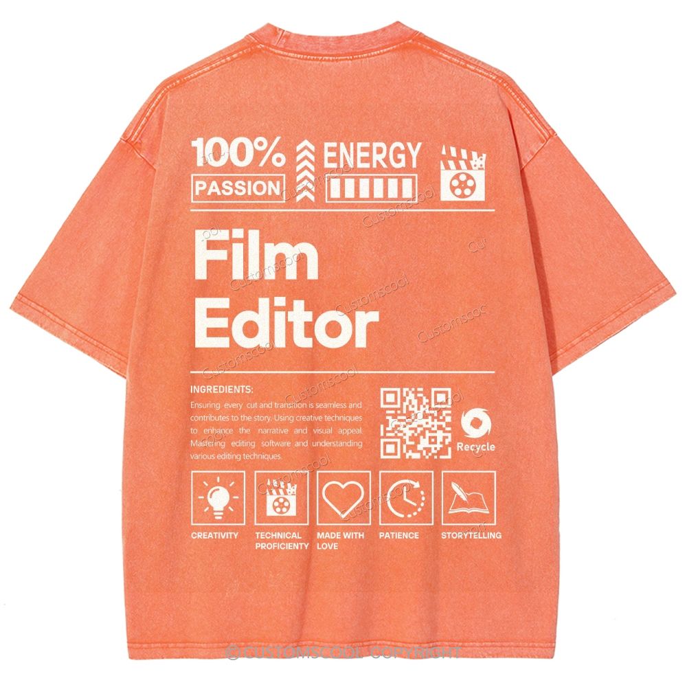 Film Editor Unisex Fit Washed T-Shirt Customscool