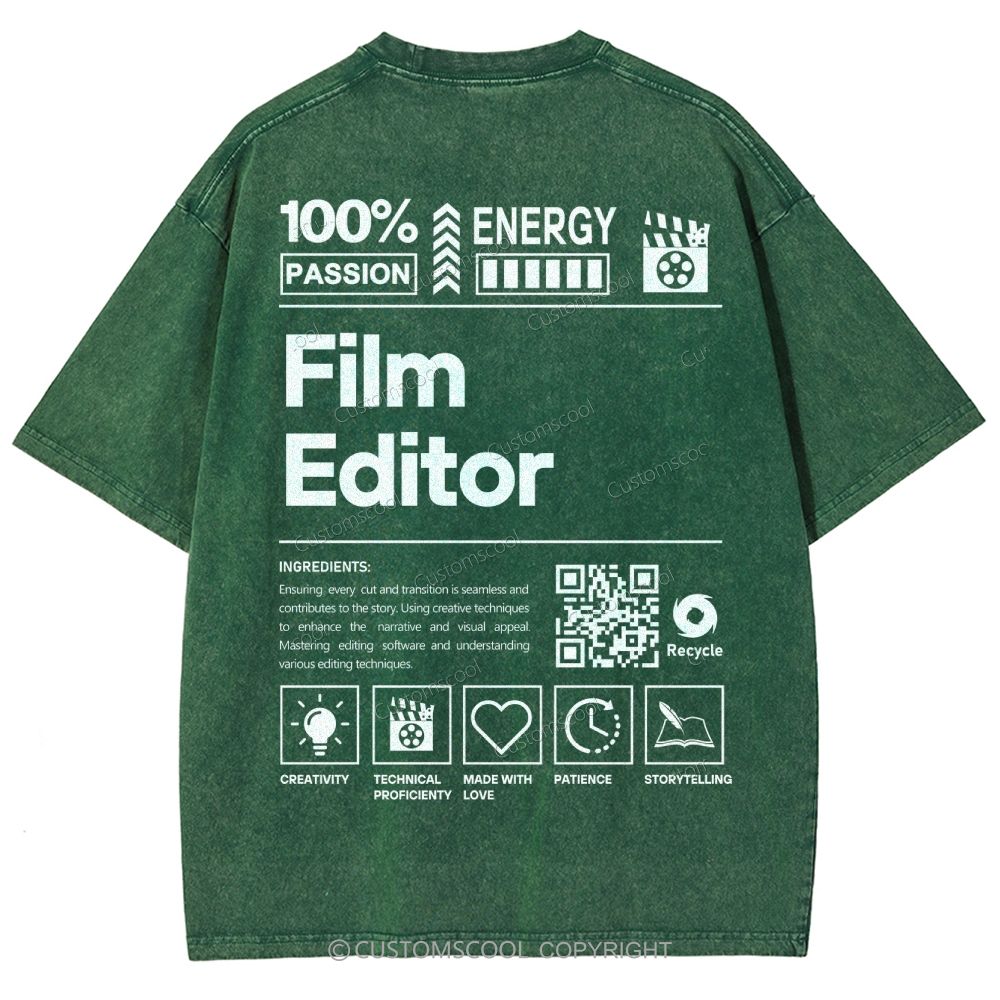 Film Editor Unisex Fit Washed T-Shirt Customscool