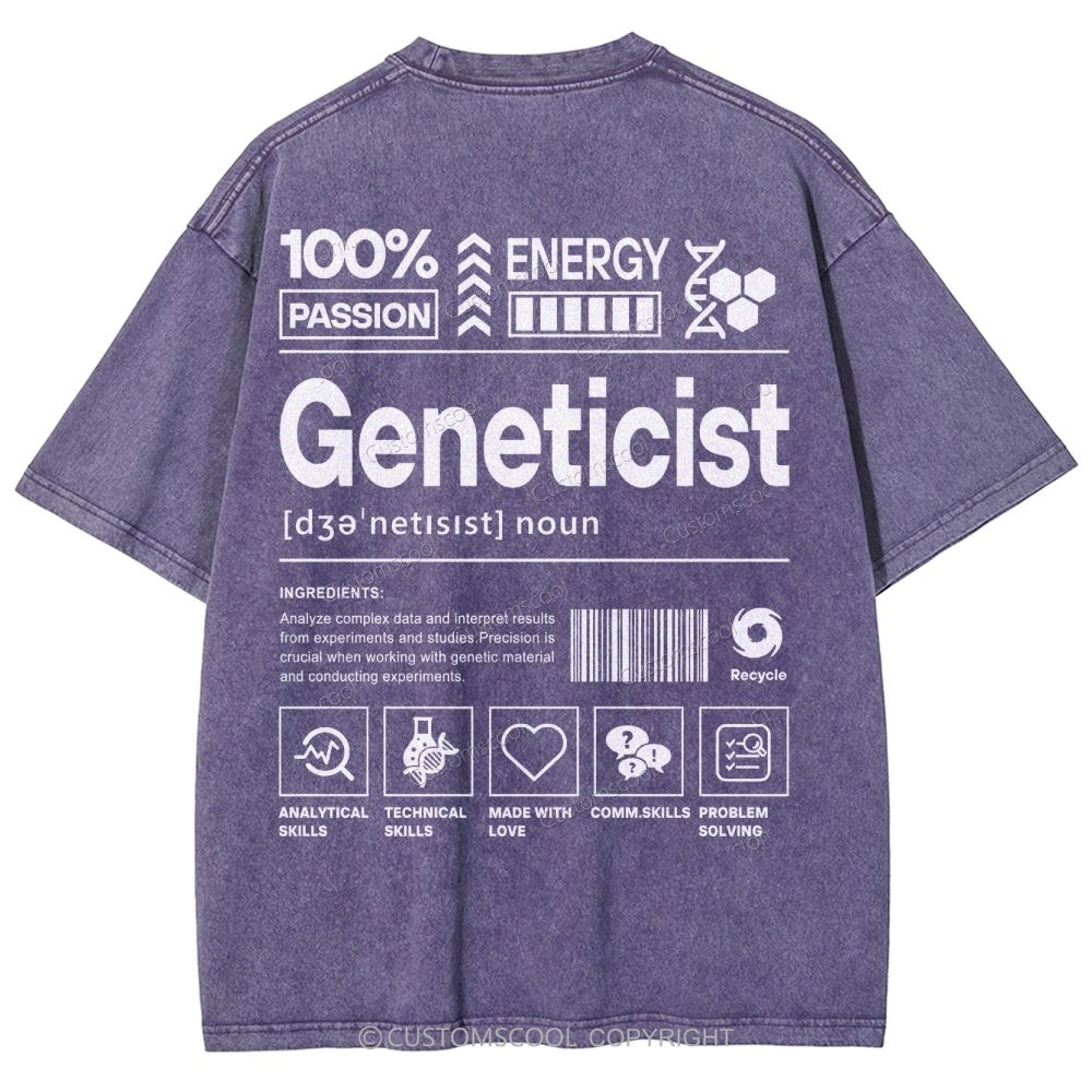 Geneticist Unisex Fit Washed T-Shirt Customscool