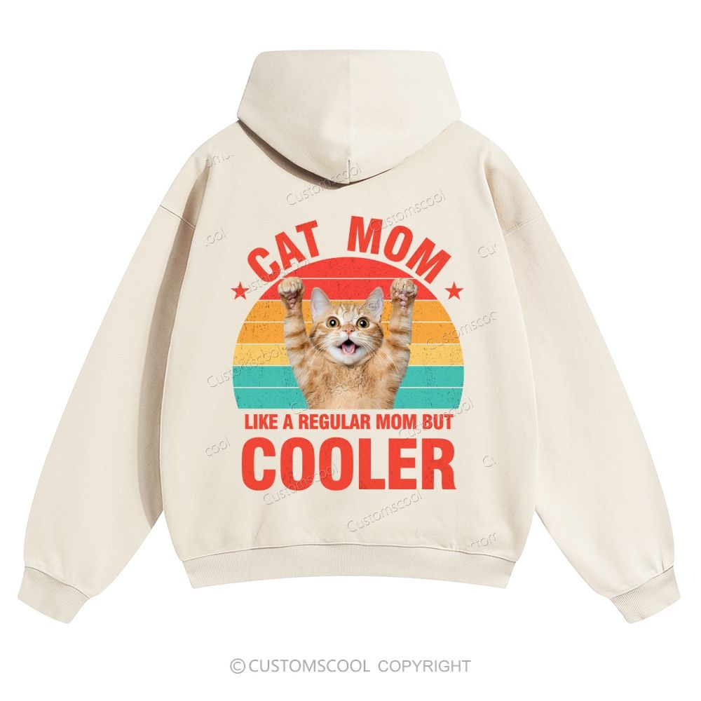 Addcustom Pet Photo.Cat Mom Like A Regular Mom But Cooler Solid Color Hoodie