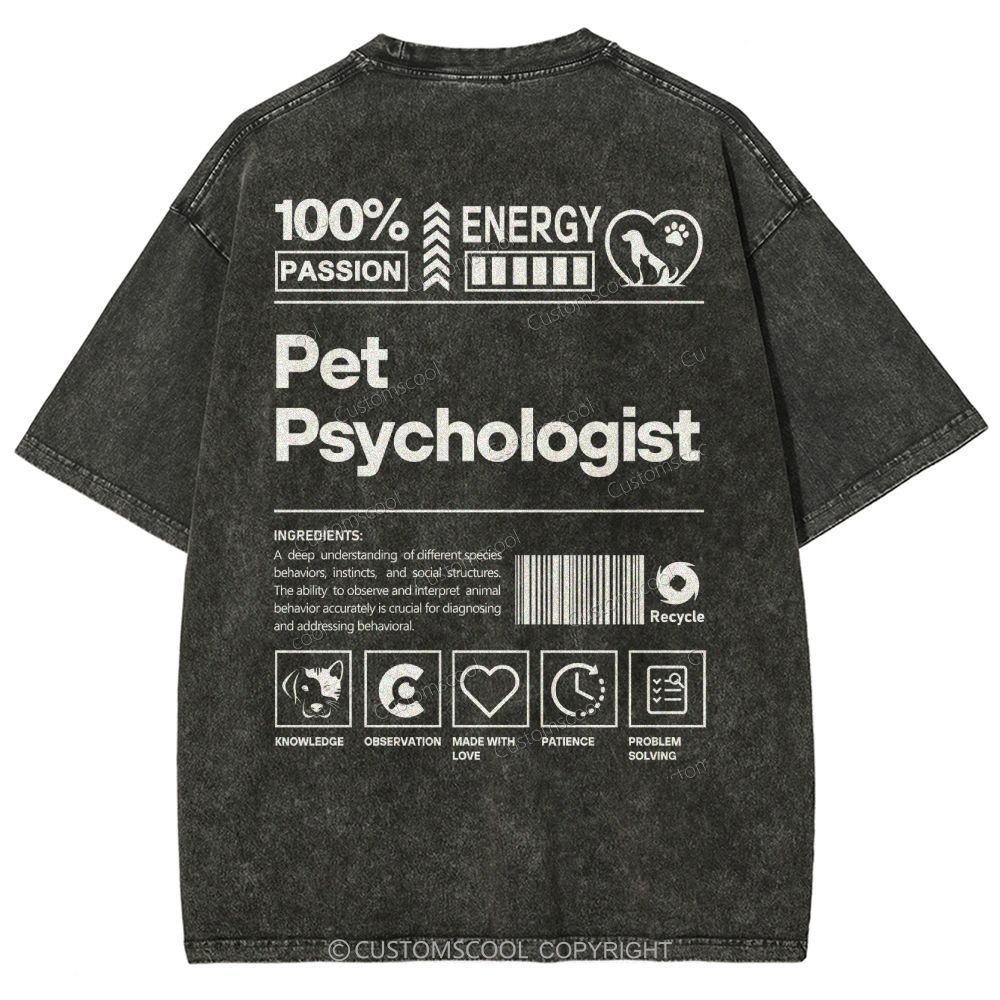 Pet Psychologist Unisex Fit Washed T-Shirt Customscool